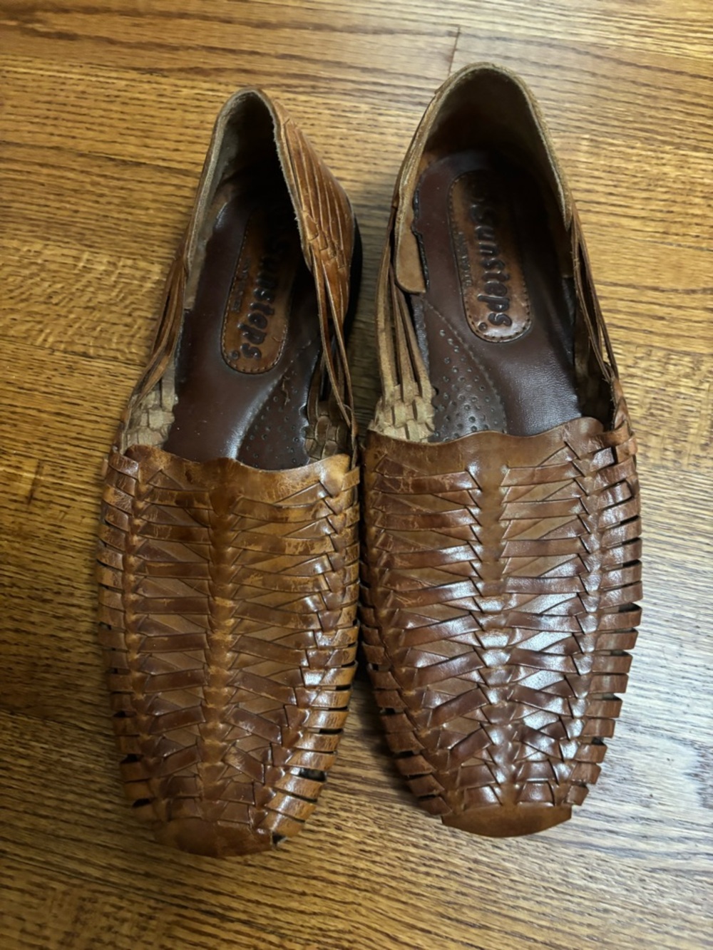 Sunsteps Braided Leather Men’s Huarache Loafers - Brown 12